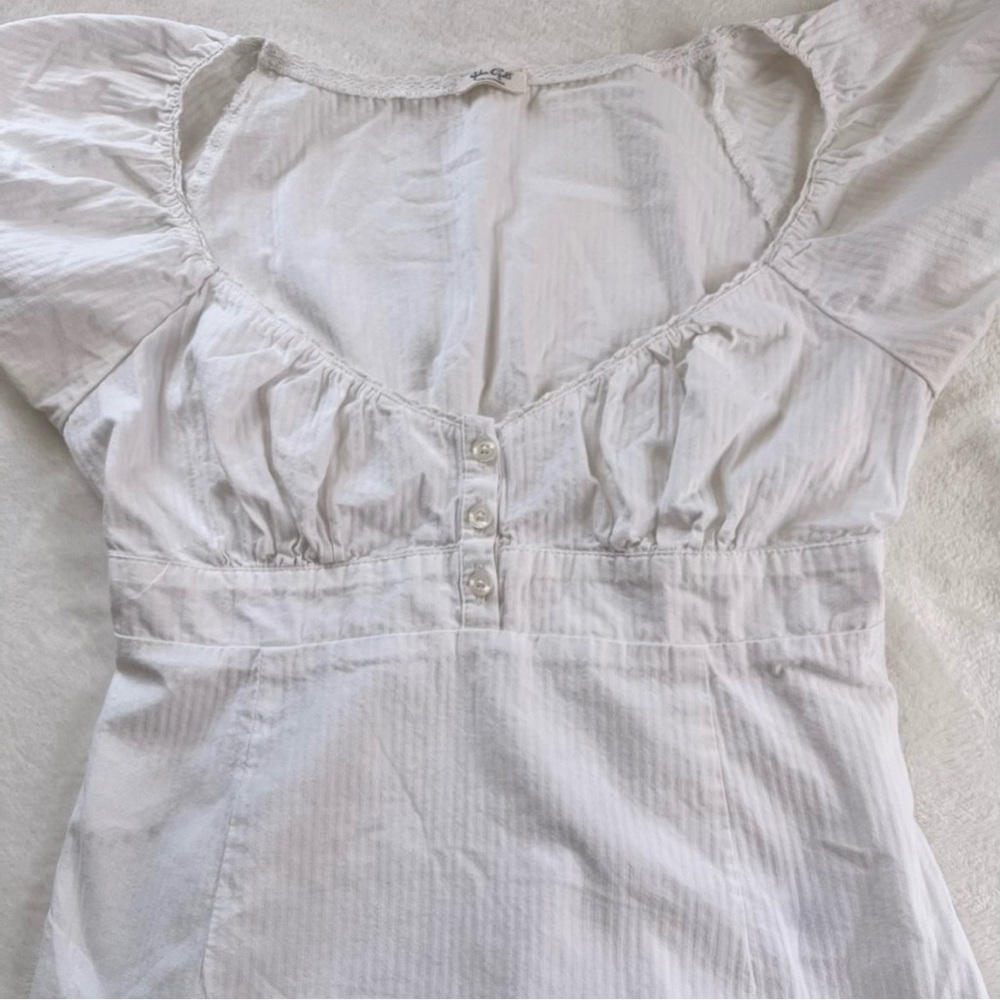 John Galt White Short Sleeve Babydoll Top